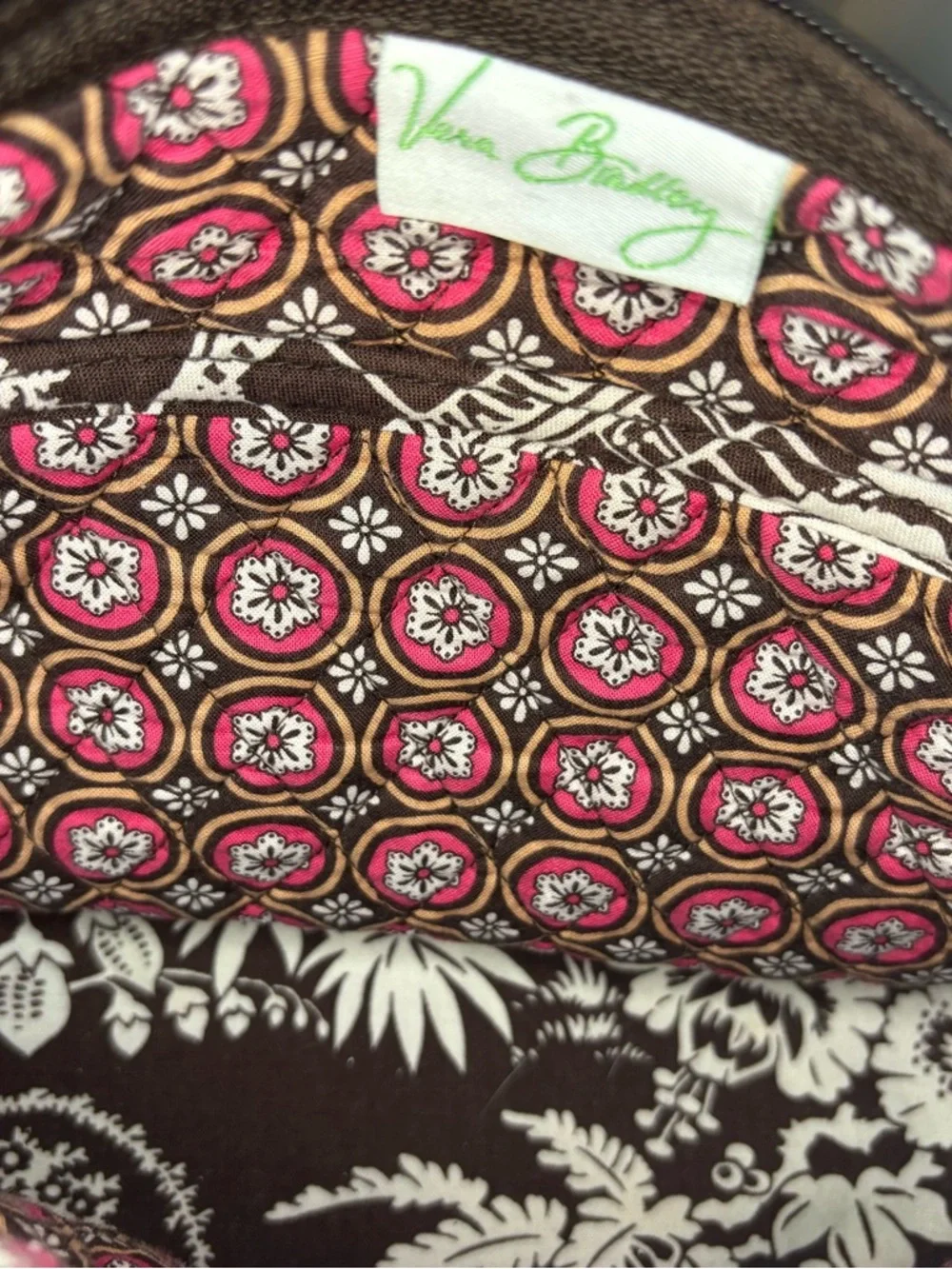 Vera Bradley Brown & Pink Quilted Floral Bag - Picture 2 of 16